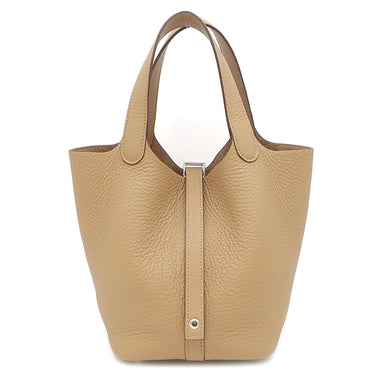 エルメス HERMES ピコタンロックPM ビスキュイ トリヨンクレマンス ハンドバッグ シルバー金具 ベージュ