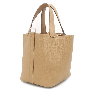 エルメス HERMES ピコタンロックPM ビスキュイ トリヨンクレマンス ハンドバッグ シルバー金具 ベージュ