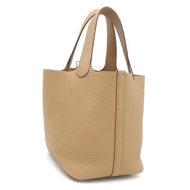 エルメス HERMES ピコタンロックPM ビスキュイ トリヨンクレマンス ハンドバッグ シルバー金具 ベージュ
