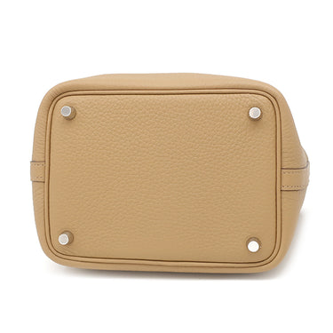 エルメス HERMES ピコタンロックPM ビスキュイ トリヨンクレマンス ハンドバッグ シルバー金具 ベージュ