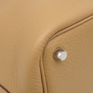 エルメス HERMES ピコタンロックPM ビスキュイ トリヨンクレマンス ハンドバッグ シルバー金具 ベージュ