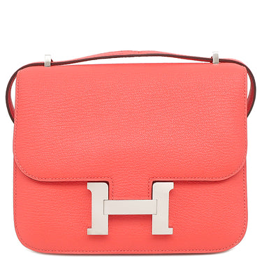 エルメス HERMES コンスタンス3 ミニ ミロワール ローズテキサス シェーブル ショルダーバッグ シルバー金具