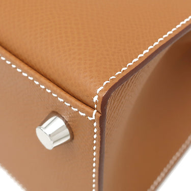 エルメス HERMES ケリー25 外縫い ゴールド ヴォーエプソン 2WAYバッグ シルバー金具 茶