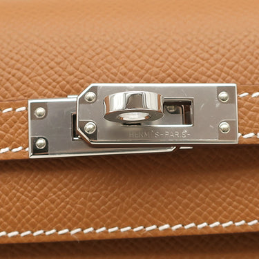 エルメス HERMES ケリー25 外縫い ゴールド ヴォーエプソン 2WAYバッグ シルバー金具 茶