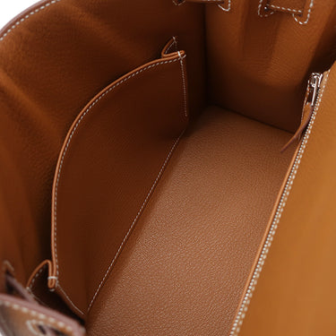 エルメス HERMES ケリー25 外縫い ゴールド ヴォーエプソン 2WAYバッグ シルバー金具 茶