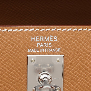 エルメス HERMES ケリー25 外縫い ゴールド ヴォーエプソン 2WAYバッグ シルバー金具 茶
