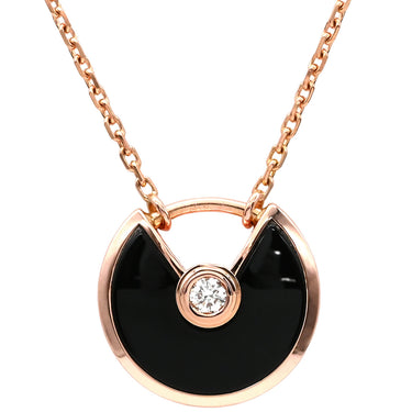 カルティエ Cartier アミュレット ドゥ カルティエ ブラック×ピンクゴールド K18PG ダイヤモンド オニキス ネックレス 黒 1Pダイヤ 18K 750PG