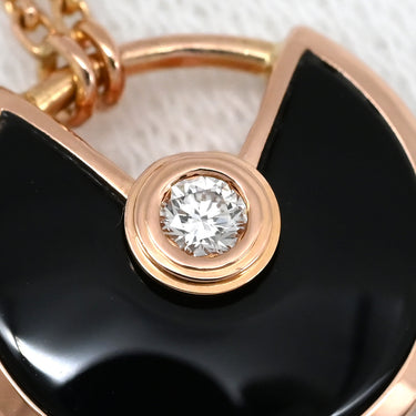 カルティエ Cartier アミュレット ドゥ カルティエ ブラック×ピンクゴールド K18PG ダイヤモンド オニキス ネックレス 黒 1Pダイヤ 18K 750PG