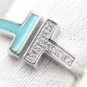 ティファニー Tiffany & Co ダイヤモンド ターコイズ ワイヤーリング 64028146 ホワイトゴールド K18WG ダイヤモンド ターコイズ リング 指輪 T＆Co. Au750 18K 18金 Tワイヤー 10号