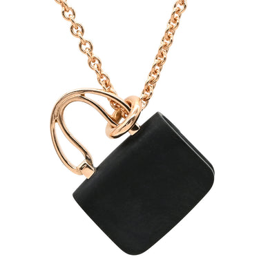 エルメス HERMES アミュレット コンスタンス ペンダント ブラック×ピンクゴールド K18PG ブラックジェイド ネックレス ピンクゴールド Au750 18K 18金 ミニチュア バッグモチーフ 黒翡翠