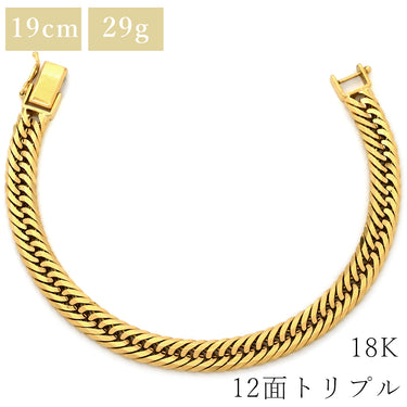 喜平 KIHEI K18 18金 19.5cm 29.4g 12面 トリプル イエローゴールド K18YG ブレスレット 造幣局検定マーク ショッピングローン対応していません