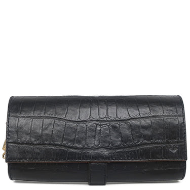 フェリージ Felisi クロコ型押し 3005-SA-001 ブラック×ブラウン レザー 長財布 黒 茶