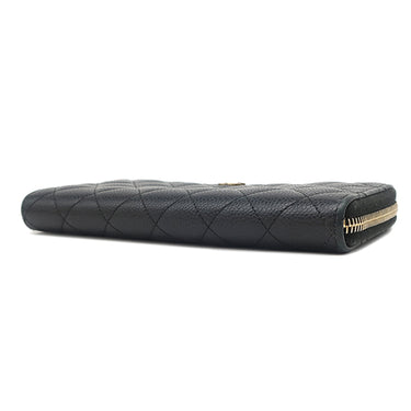 シャネル CHANEL マトラッセ ロングジップウォレット A50097 ブラック レザー キャビアスキン 長財布 ゴールド金具 ラウンドファスナー ココマーク