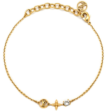 ルイヴィトン LOUIS VUITTON プティ ルイ M00374 ゴールド GP ストラス ブレスレット LVサークル モノグラムフラワー