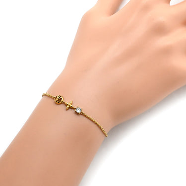 ルイヴィトン LOUIS VUITTON プティ ルイ M00374 ゴールド GP ストラス ブレスレット LVサークル モノグラムフラワー