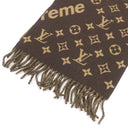 ルイヴィトン LOUIS VUITTON エシャルプ シュプリーム MP1891 ブラウン ウール カシミヤ マフラー 茶 モノグラム LV × Supreme コラボ