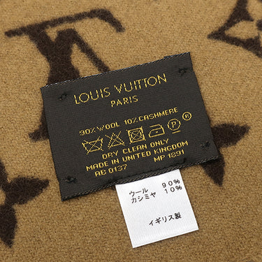 ルイヴィトン LOUIS VUITTON エシャルプ シュプリーム MP1891 ブラウン ウール カシミヤ マフラー 茶 モノグラム LV × Supreme コラボ