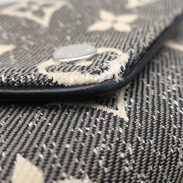 ルイヴィトン LOUIS VUITTON ポルトフォイユ ヴィクトリーヌ M81859 グレー デニム モノグラムジャカードデニム 三つ折り財布 シルバー金具 コンパクト