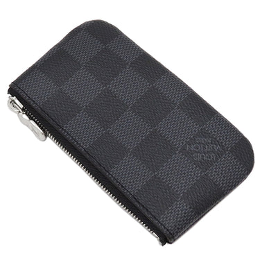 ルイヴィトン LOUIS VUITTON カードキーケース ポシェット クレ N60155 ダミエグラフィット ダミエグラフィットキャンバス コインケース シルバー金具 小銭入れ 黒 キーチェーン付き
