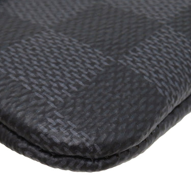 ルイヴィトン LOUIS VUITTON カードキーケース ポシェット クレ N60155 ダミエグラフィット ダミエグラフィットキャンバス コインケース シルバー金具 小銭入れ 黒 キーチェーン付き