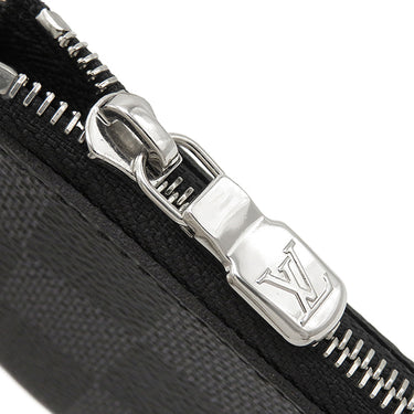 ルイヴィトン LOUIS VUITTON カードキーケース ポシェット クレ N60155 ダミエグラフィット ダミエグラフィットキャンバス コインケース シルバー金具 小銭入れ 黒 キーチェーン付き
