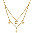 ルイヴィトン LOUIS VUITTON LV フローラグラム M00981 ゴールド GP フェイクパール ネックレス ロゴ モノグラムフラワー LVイニシャル