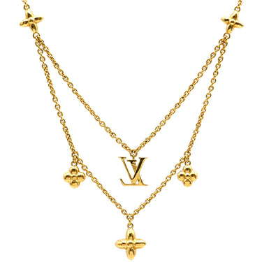 ルイヴィトン LOUIS VUITTON LV フローラグラム M00981 ゴールド GP フェイクパール ネックレス ロゴ モノグラムフラワー LVイニシャル