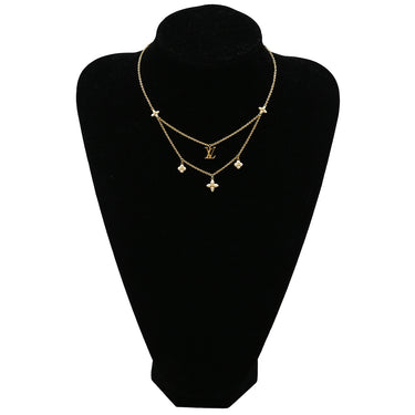 ルイヴィトン LOUIS VUITTON LV フローラグラム M00981 ゴールド GP フェイクパール ネックレス ロゴ モノグラムフラワー LVイニシャル