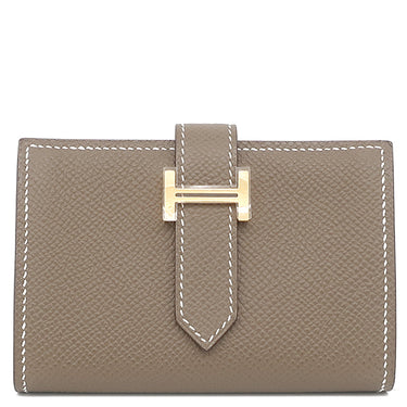 エルメス HERMES ベアンミニ エトゥープ ヴォーエプソン 二つ折り財布 ゴールド金具 新品 未使用 コンパクト財布 コインケース グレージュ