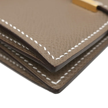 エルメス HERMES ベアンミニ エトゥープ ヴォーエプソン 二つ折り財布 ゴールド金具 新品 未使用 コンパクト財布 コインケース グレージュ