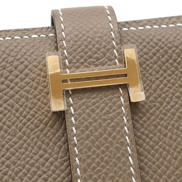 エルメス HERMES ベアンミニ エトゥープ ヴォーエプソン 二つ折り財布 ゴールド金具 新品 未使用 コンパクト財布 コインケース グレージュ