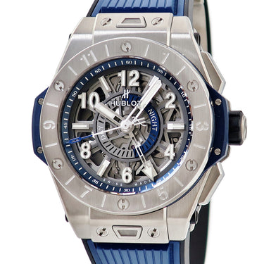 腕時計 ウブロ HUBLOT ビッグバン ウニコ チタニウム GMT 471.NX.7112.RX 自動巻き メンズ スケルトン デイ&ナイト