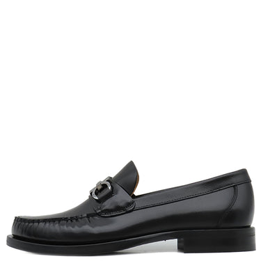 フェラガモ FERRAGAMO FORT ガンチーニ 762695 NERO レザー 7 ローファー シルバー金具 黒 靴