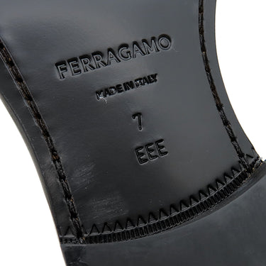 フェラガモ FERRAGAMO FORT ガンチーニ 762695 NERO レザー 7 ローファー シルバー金具 黒 靴