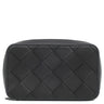 ボッテガヴェネタ BOTTEGA VENETA マキシ イントレチャート ブラック レザー ポーチ マットブラック金具 黒 セカンドバッグ クラッチバッグ トラベルポーチ