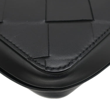 ボッテガヴェネタ BOTTEGA VENETA マキシ イントレチャート ブラック レザー ポーチ マットブラック金具 黒 セカンドバッグ クラッチバッグ トラベルポーチ