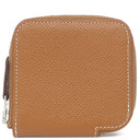 エルメス HERMES アザップ シルクイン ミニ コンパクト ゴールド ヴォーエプソン コインケース シルバー金具 茶 ラウンドファスナー