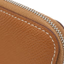 エルメス HERMES アザップ シルクイン ミニ コンパクト ゴールド ヴォーエプソン コインケース シルバー金具 茶 ラウンドファスナー