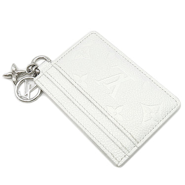 ルイヴィトン LOUIS VUITTON ポルト カルト LV チャーム M12179 スノー モノグラムアンプラント カードケース シルバー金具 白 モノグラムフラワー カード入れ