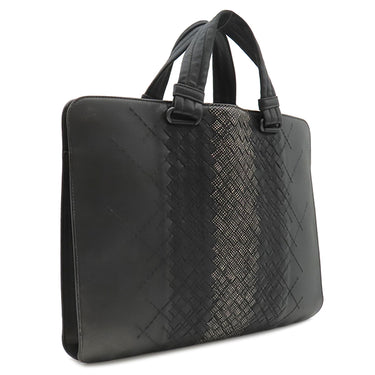 ボッテガヴェネタ BOTTEGA VENETA イントレチャート ビジネスバッグ ブラック レザー トートバッグ マットブラック金具 黒