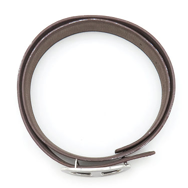 エルメス HERMES シェーヌダンクル ＃80 ブラウン系 フィヨルド ベルト シルバー金具 リバーシブル 茶 グレーラッカー