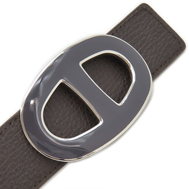 エルメス HERMES シェーヌダンクル ＃80 ブラウン系 フィヨルド ベルト シルバー金具 リバーシブル 茶 グレーラッカー