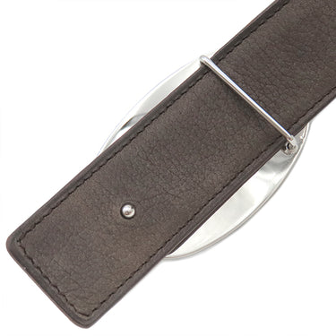 エルメス HERMES シェーヌダンクル ＃80 ブラウン系 フィヨルド ベルト シルバー金具 リバーシブル 茶 グレーラッカー
