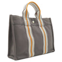 エルメス HERMES フールトゥ PM グレー×オレンジ×ホワイト キャンバス トートバッグ シルバー金具 銀座限定 限定カラー