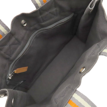 エルメス HERMES フールトゥ PM グレー×オレンジ×ホワイト キャンバス トートバッグ シルバー金具 銀座限定 限定カラー