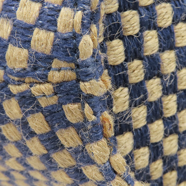 エルメス HERMES パニエバス PM ネイビー×ベージュ リネン ジュート ハンドバッグ 紺 格子柄