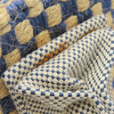 エルメス HERMES パニエバス PM ネイビー×ベージュ リネン ジュート ハンドバッグ 紺 格子柄