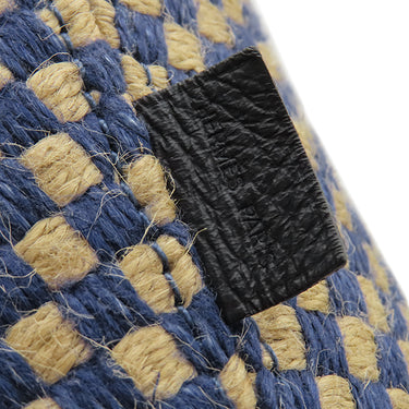 エルメス HERMES パニエバス PM ネイビー×ベージュ リネン ジュート ハンドバッグ 紺 格子柄