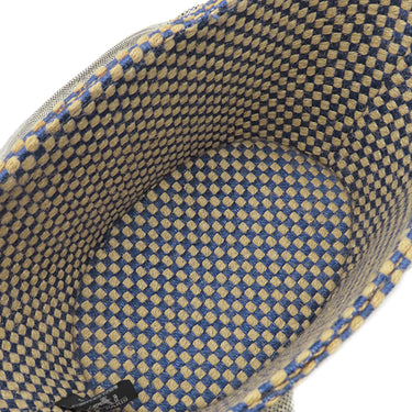 エルメス HERMES パニエバス PM ネイビー×ベージュ リネン ジュート ハンドバッグ 紺 格子柄