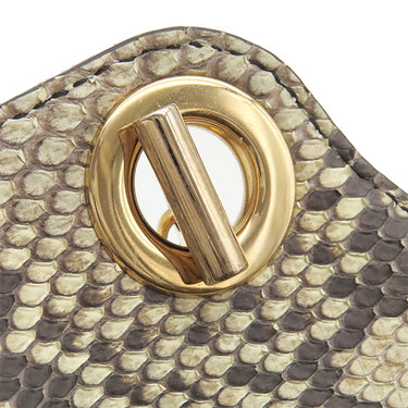 サルヴァトーレ・フェラガモ Salvatore Ferragamo パイソン チェーンショルダー ベージュ ファブリック パイソン トートバッグ ゴールド金具 肩掛け